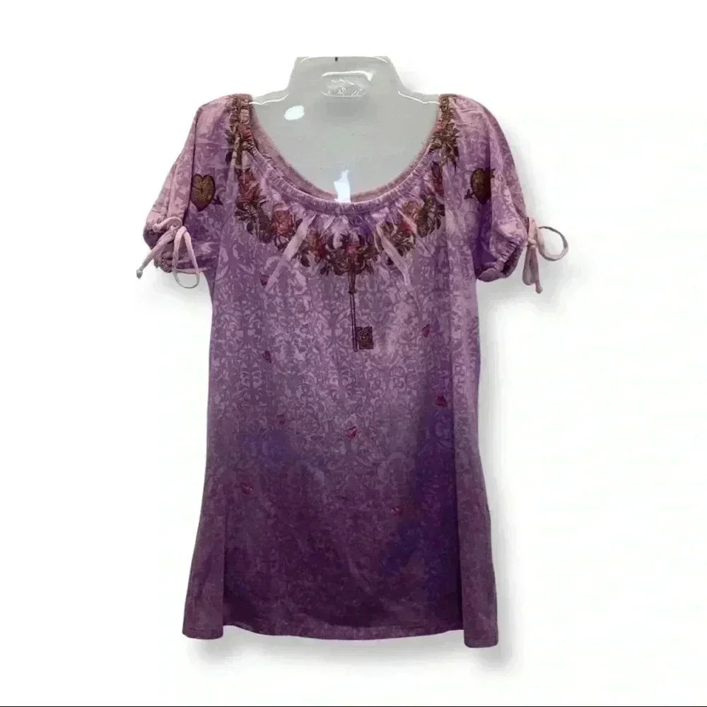Butterfly Dropout Size 10 Girls Purple Off the Shoulder Top. Made in USA